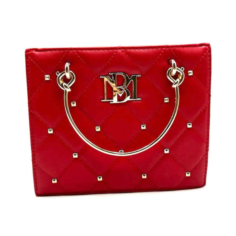 Badgley Mischka Small quilted handbag crossbody Red Studded NEW